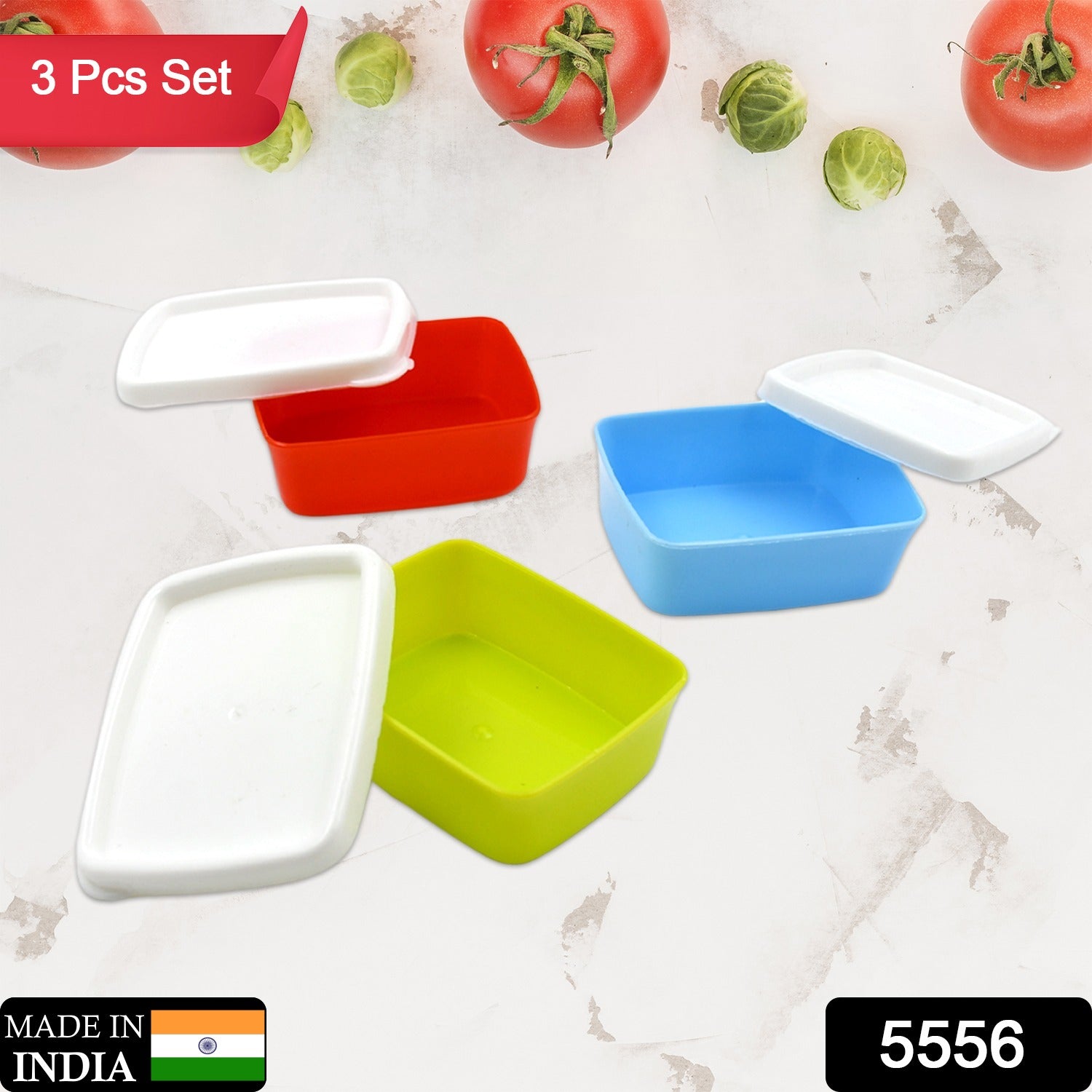 5556 Plastic Airtight Containers Set, Small Plastic Container Set, Rectangular Plastic Food, Pickle, Fridge Containers Multicolor Kitchen Storage Container (3 Pcs Set) 5556 Plastic Airtight Containers Set, Small Plastic Container Set, Rectangular Plastic Food, Pickle, Fridge Containers Multicolor Kitchen Storage Container (3 Pcs Set)